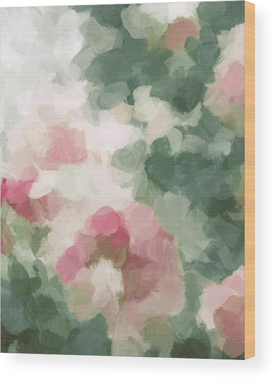 Abstract Wood Print featuring the painting Rose Garden by Rachel Elise