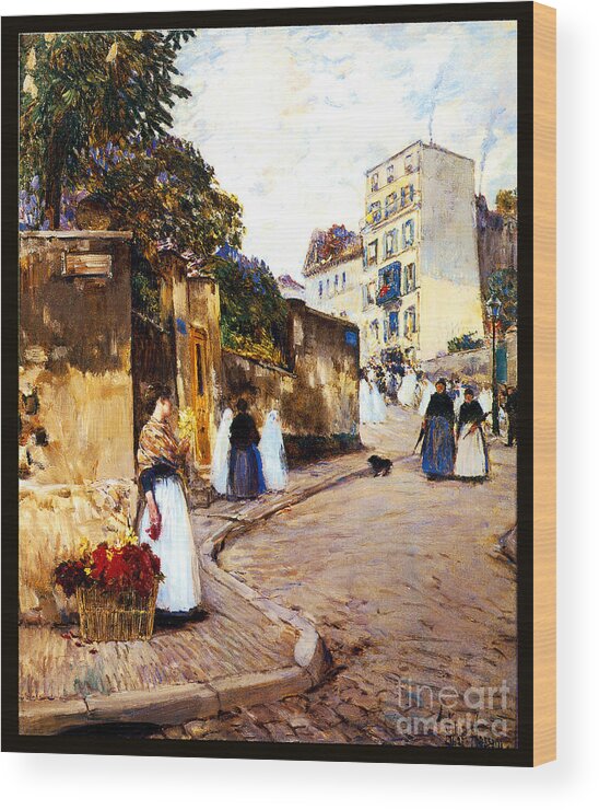 Hassam Wood Print featuring the painting Rue Montmartre 1889 by Frederick Childe Hassam