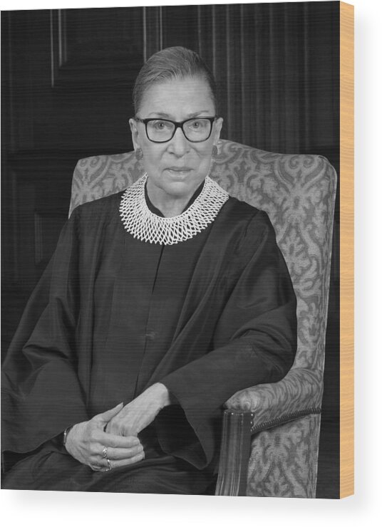 Ruth Bader Ginsburg Wood Print featuring the photograph Ruth Bader Ginsburg Portrait - 2016 by War Is Hell Store