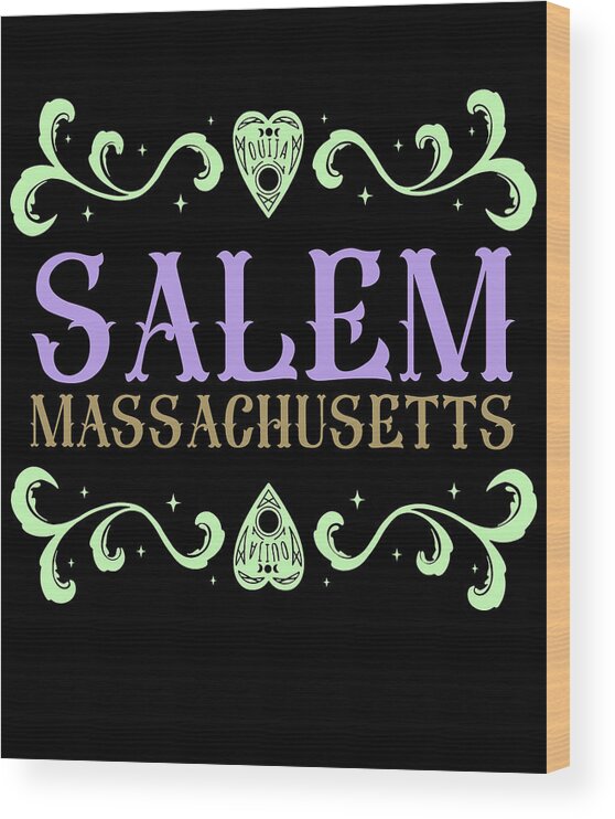Halloween Wood Print featuring the digital art Salem Massachusetts Ouija Love by Flippin Sweet Gear