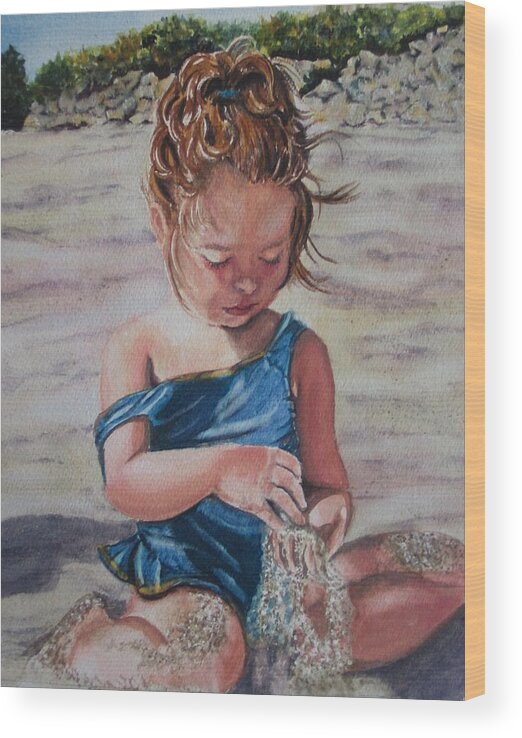 Beach Wood Print featuring the painting Sand by Karen Ilari