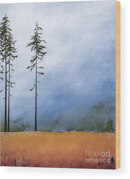 Palette Knife Wood Print featuring the painting Sentinals I by Carolyn Doe