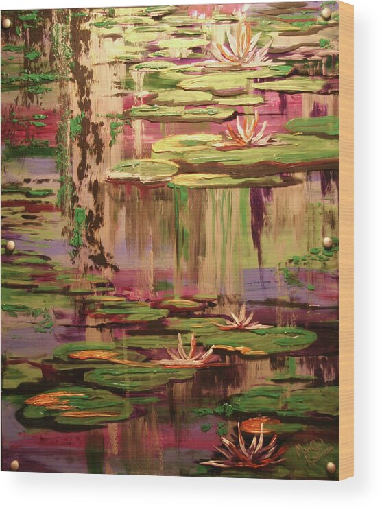 Water Wood Print featuring the painting Serenity by Marilyn Quigley