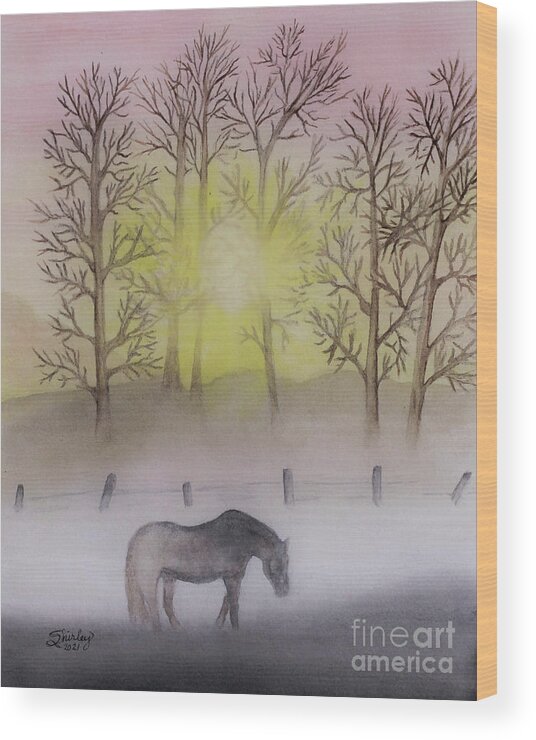 Horse Wood Print featuring the painting Serenity by Shirley Dutchkowski