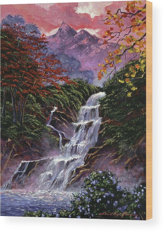 Landscape Wood Print featuring the painting Serenity Sounds by David Lloyd Glover
