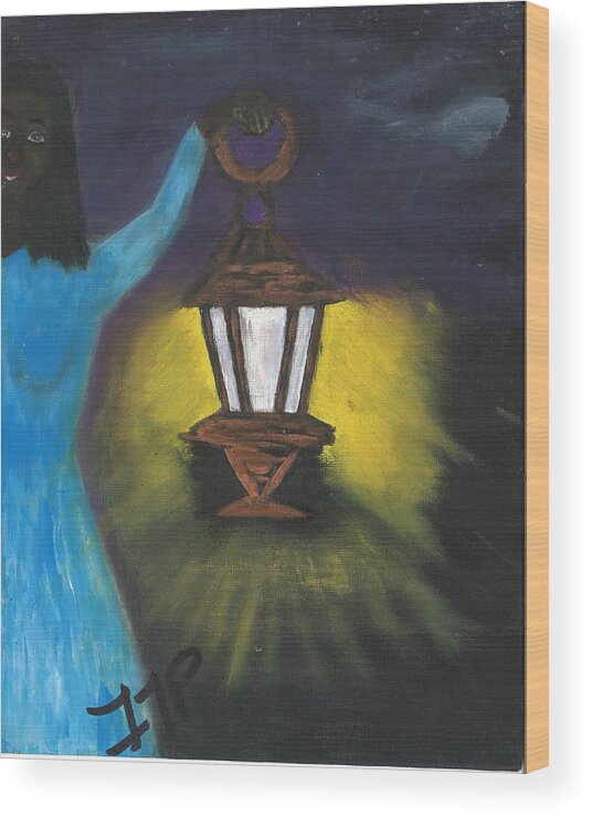 Guide Wood Print featuring the painting She Lights The Way by Esoteric Gardens KN