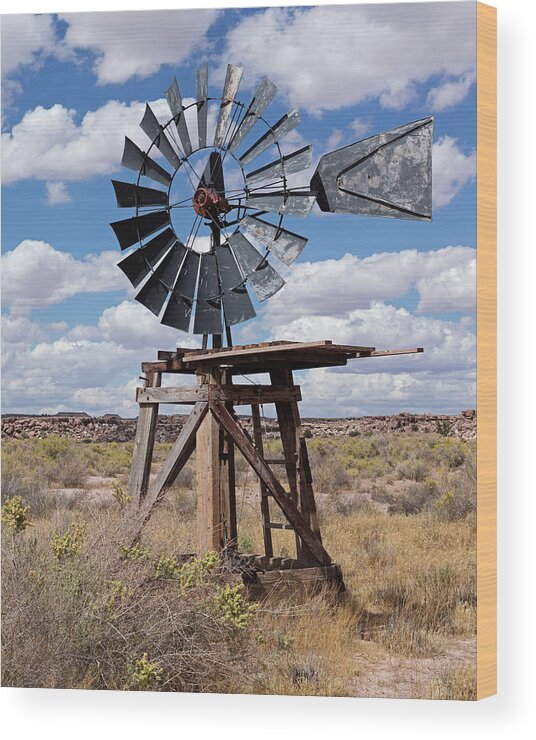 Tom Daniel Wood Print featuring the photograph Short Windmill by Tom Daniel