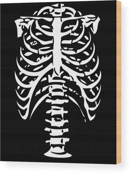 Skeleton Bones Wood Print featuring the digital art Skeleton Ribs Bones by Flippin Sweet Gear