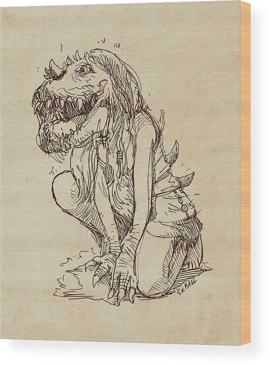 Monster Wood Print featuring the drawing Sketch no. 0046 by Sv Bell