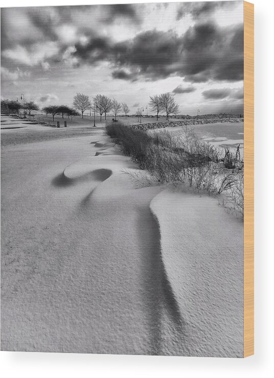 Racine Wood Print featuring the photograph Snow Drifts in Racine by Scott Olsen