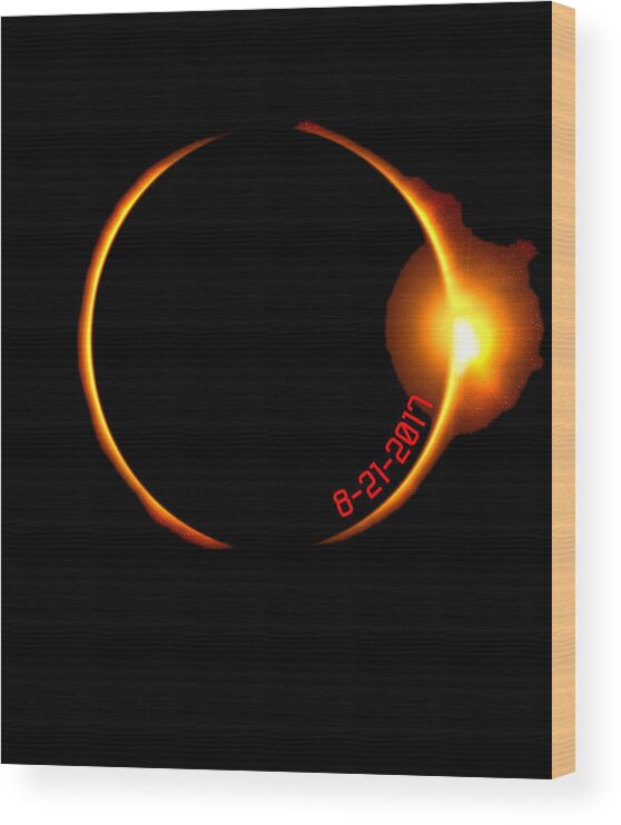 Funny Wood Print featuring the digital art Solar Eclipse 2017 by Flippin Sweet Gear