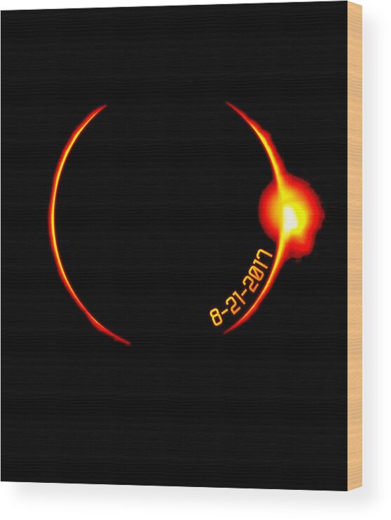 Funny Wood Print featuring the digital art Solar Eclipse Of 2017 by Flippin Sweet Gear