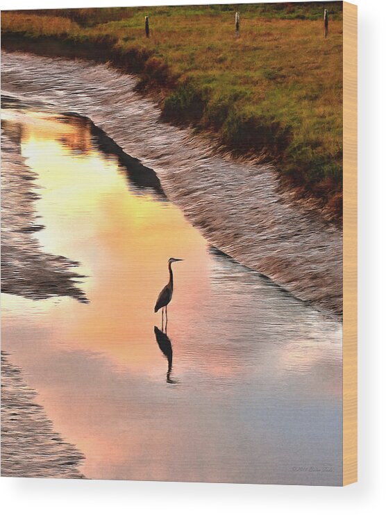 Great Blue Heron Wood Print featuring the photograph Solitude by Brian Tada