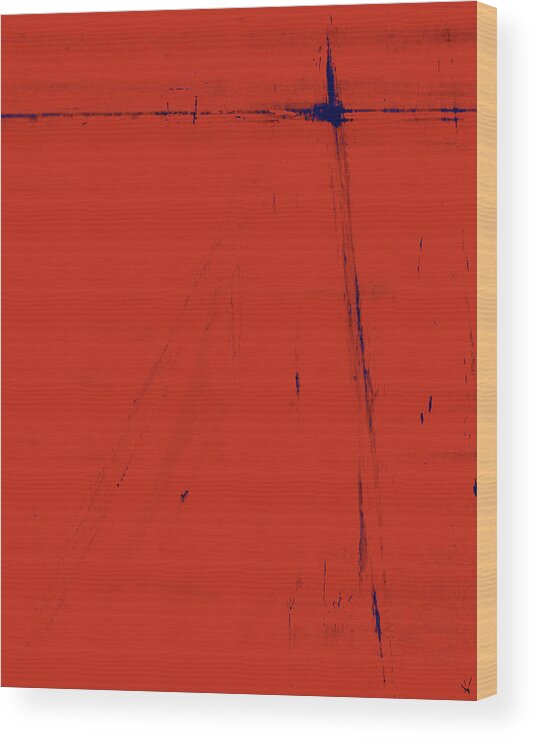 Abstract Wood Print featuring the digital art Solitude In Red - Part 3 by Ken Walker