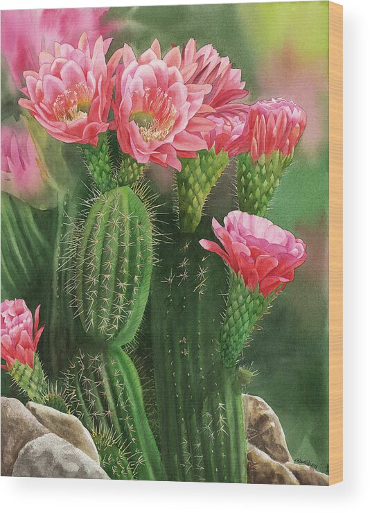 Flower Wood Print featuring the painting Spiky Beauty by Espero Art