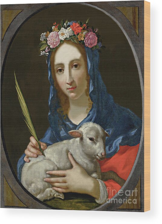 St. Agnes Wood Print featuring the painting St. Agnes - CZGNE by Ceseri Dandini