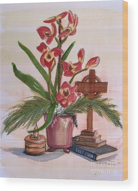 Charcoal Wood Print featuring the mixed media Still life # 2 by Vicki B Littell