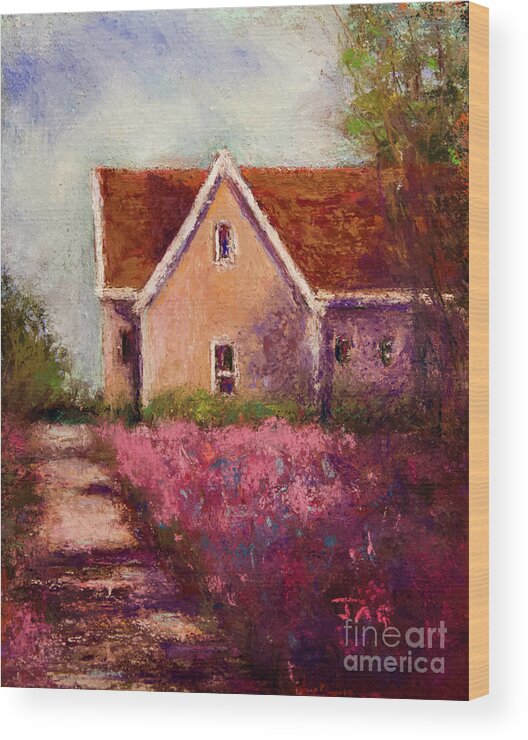 Summer Wood Print featuring the pastel Summer Cottage by Joyce Guariglia