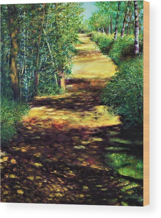 Shade Wood Print featuring the painting Summer Path by Sheldon Goldman