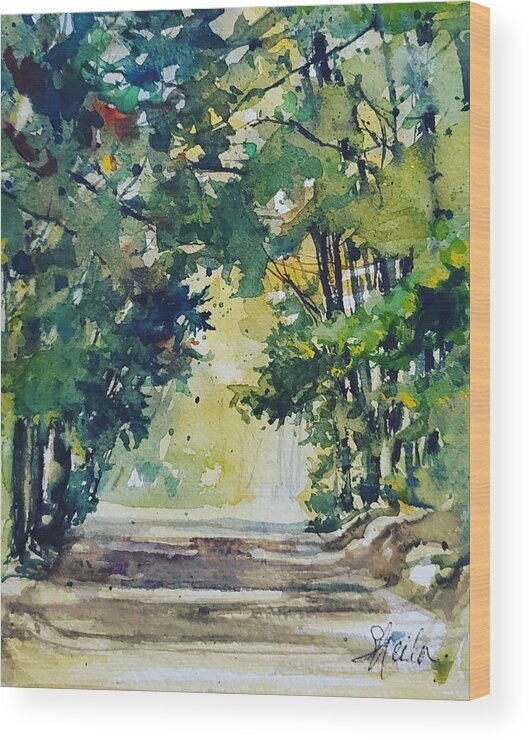 Landscape Wood Print featuring the painting Sunday Drive by Sheila Romard