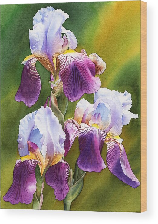 Iris Wood Print featuring the painting Sunny Irises by Espero Art