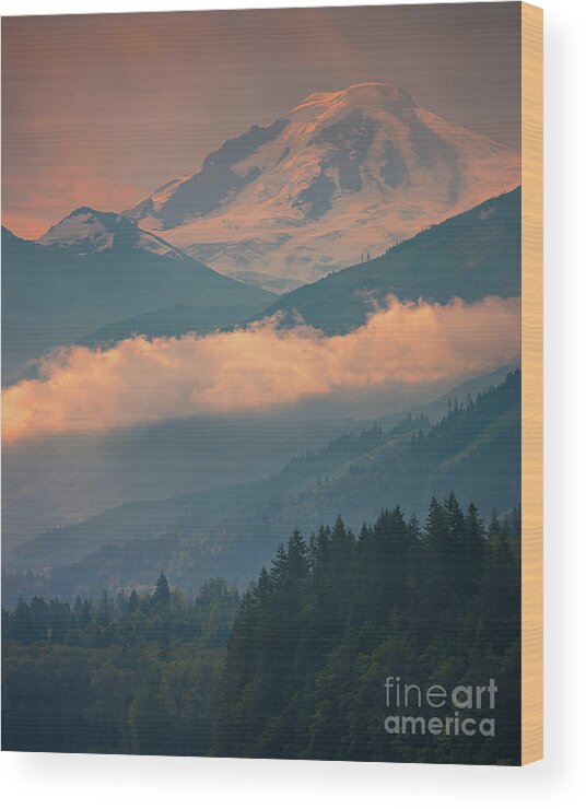 American Wood Print featuring the photograph Sunrise at Mount Baker by Henk Meijer Photography