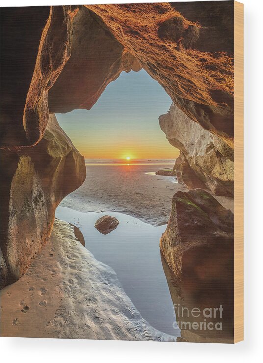 Pismo Wood Print featuring the photograph Sunset From the Sea Cave Vertical Format by Mimi Ditchie