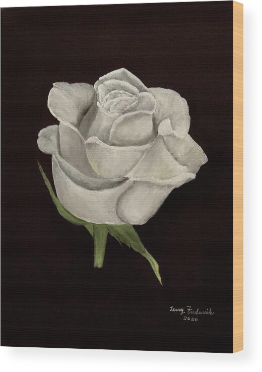 White Rose Wood Print featuring the painting Surrender by Terry Frederick