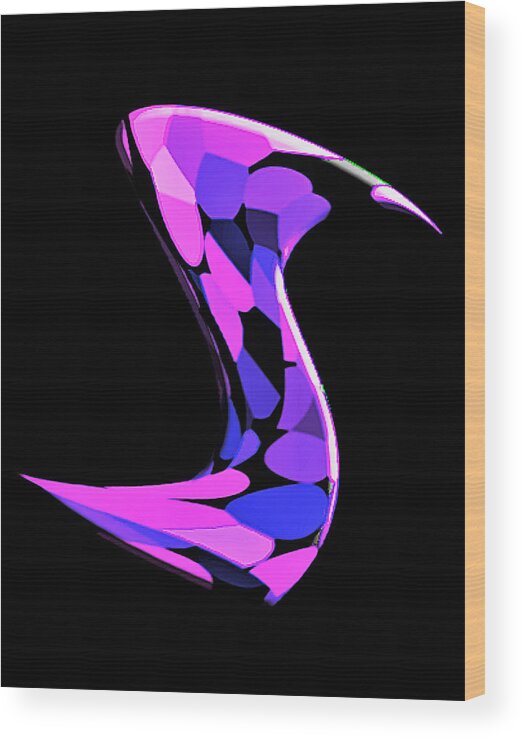 Abstract Wood Print featuring the digital art Swan Abstract by Ronald Mills