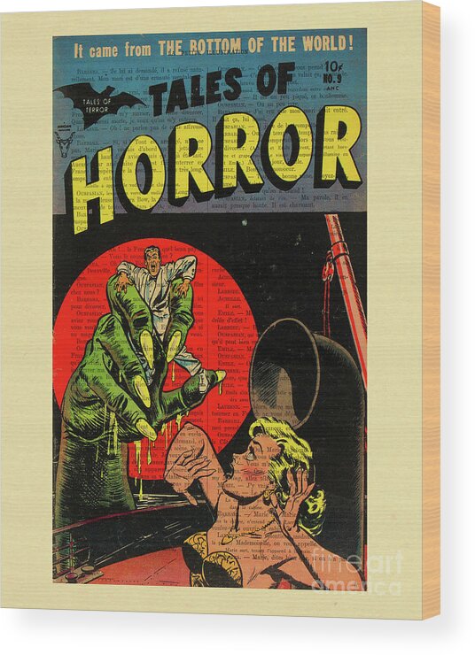Tales Of Horror Wood Print featuring the mixed media Tales of horror comic book cover by Madame Memento
