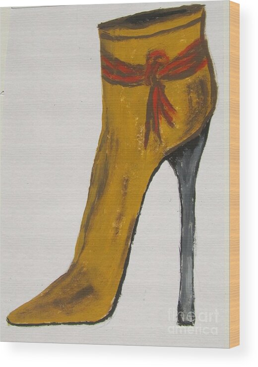 Bootie Wood Print featuring the painting Tall Bootie by Jennylynd James