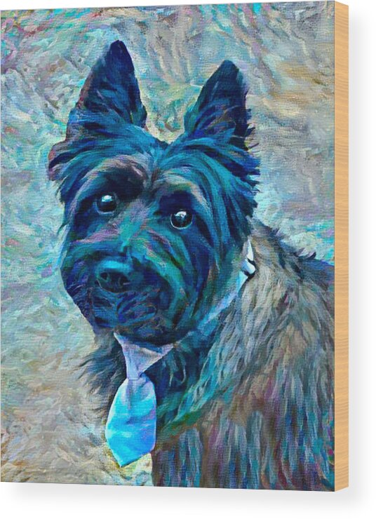 Pet Portrait Wood Print featuring the digital art Terry V2 by Artistic Mystic