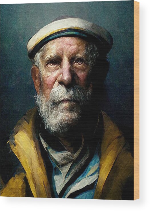 Sea Captain Wood Print featuring the digital art The Captain by Nickleen Mosher