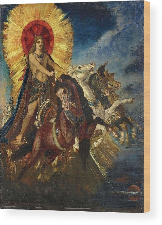 Gustave Moreau Wood Print featuring the painting The chariot of Apollo or Phoebus-Apollo by Gustave Moreau