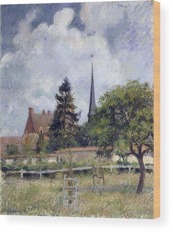 Church Wood Print featuring the painting The Church at Eragny by Long Shot