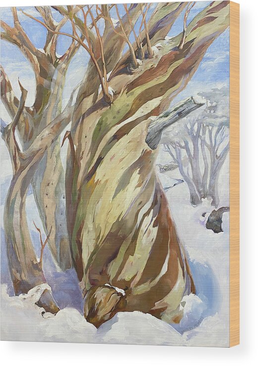 Snow Wood Print featuring the painting The Colours of Age by Shirley Peters