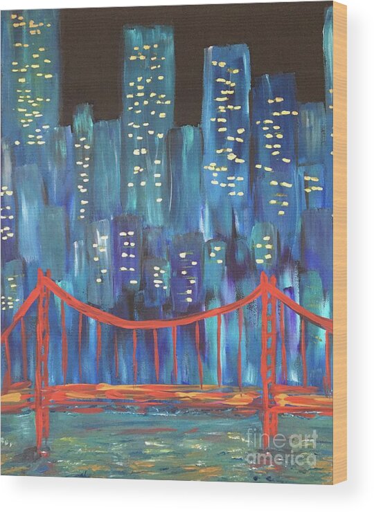 Cities Wood Print featuring the painting The Golden Gate by Debora Sanders