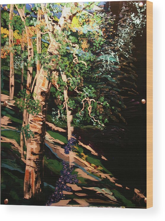 Aspen Wood Print featuring the painting The Grandfather by Marilyn Quigley
