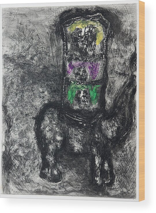 Marc Chagall Wood Print featuring the painting The Rat and the the Elephant by Marc Chagall