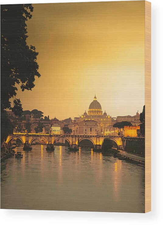 Sunset Wood Print featuring the photograph The Vatican at Sunset by Robert Bellomy
