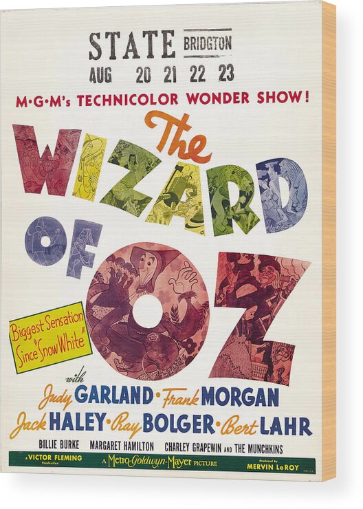 Synopsis Wood Print featuring the mixed media ''The Wizard of Oz'', -h 1939 - art by Al Hirschfeld by Movie World Posters