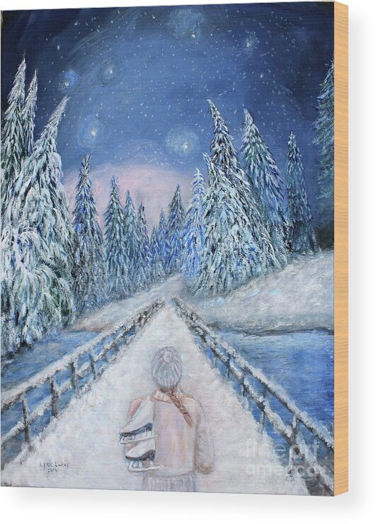 Fantasy Wood Print featuring the painting The Wonder of Winter by Lyric Lucas