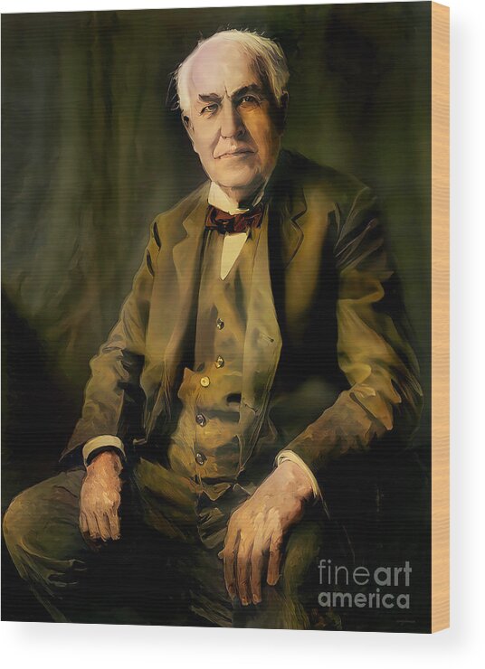 Wingsdomain Wood Print featuring the photograph Thomas Edison 20210220 by Wingsdomain Art and Photography