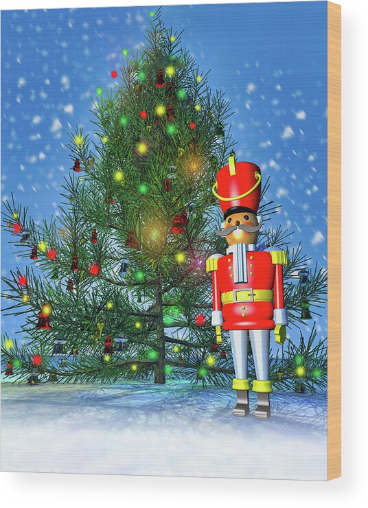 Bob Orsillo Wood Print featuring the photograph Toy Soldier and Christmas Tree by Bob Orsillo