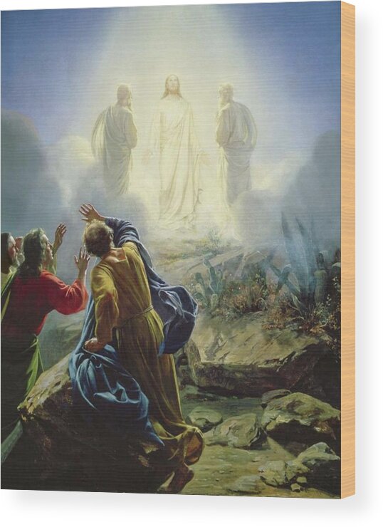 Christian Wood Print featuring the painting Transfiguration of Jesus by Carl Bloch