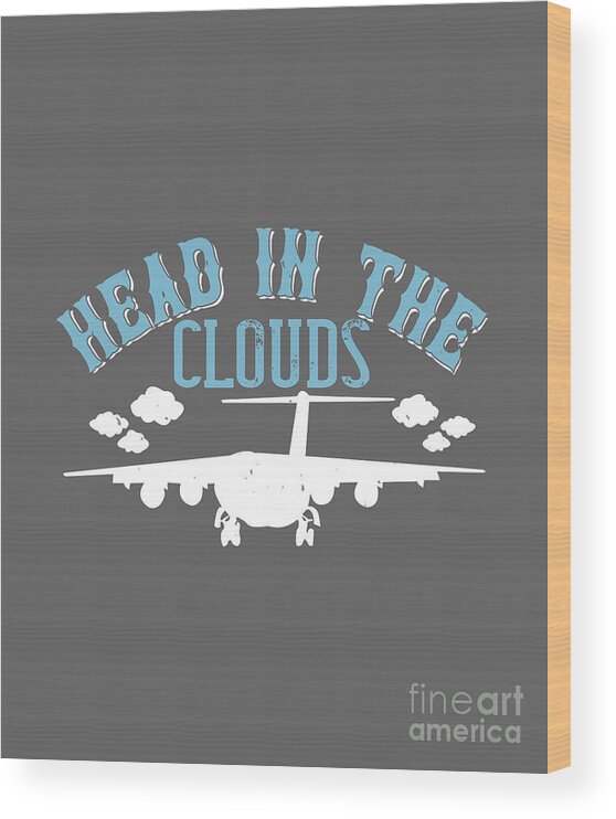 Traveler Wood Print featuring the digital art Traveler Gift Head In The Clouds by Jeff Creation