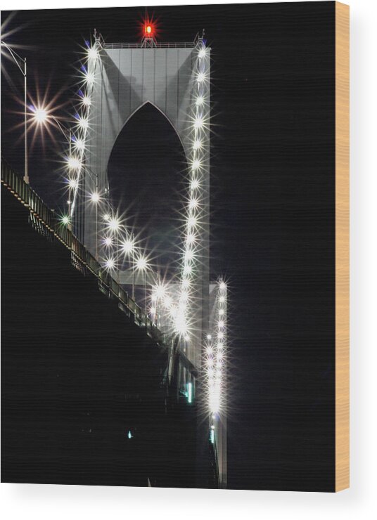 Newport Bridge Wood Print featuring the photograph Under the Bridge by Jim Feldman