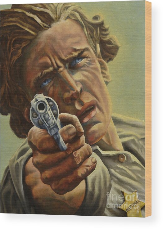 Us Marshal Wood Print featuring the painting U.S. Marshal by Ken Kvamme
