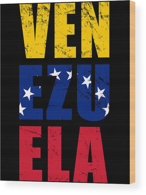Funny Wood Print featuring the digital art Venezuela by Flippin Sweet Gear