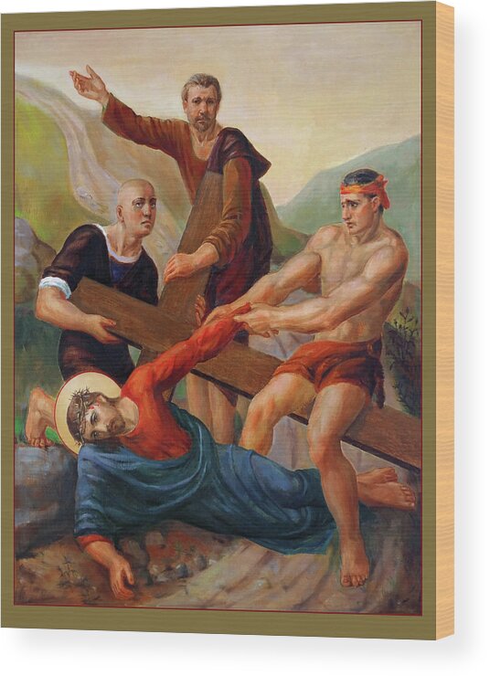 Via Dolorosa Wood Print featuring the painting Via Dolorosa - Way Of The Cross - 9 by Svitozar Nenyuk